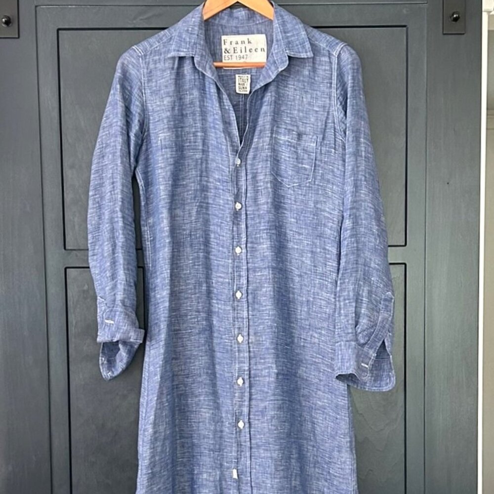 Frank & Eileen Murphy Linen Shirtdress - Size XS, Denim-like Color